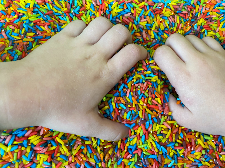 Colored Rice for Child's Sensory Development